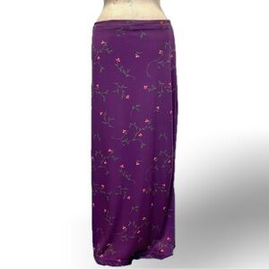 Plum purple wildflower long maxi skirt stretchy elastic‎ waist floral flower